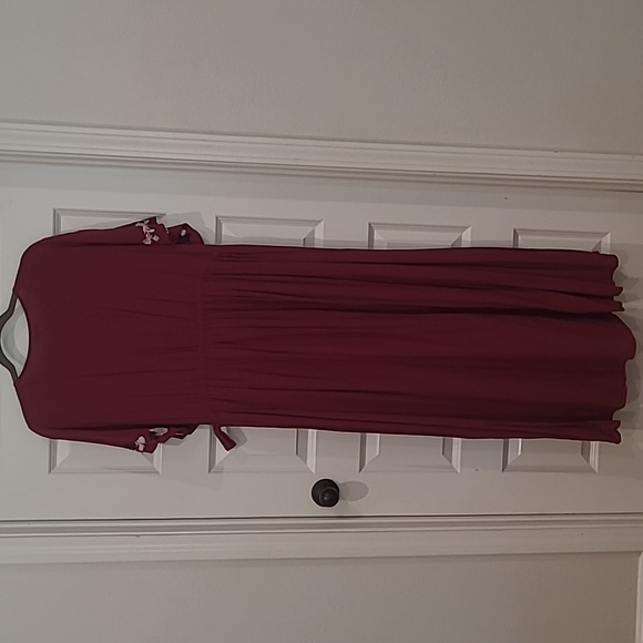 JessaKae Maroon Embroidered Faux-Wrap Dress XXXL - Picture 5 of 5